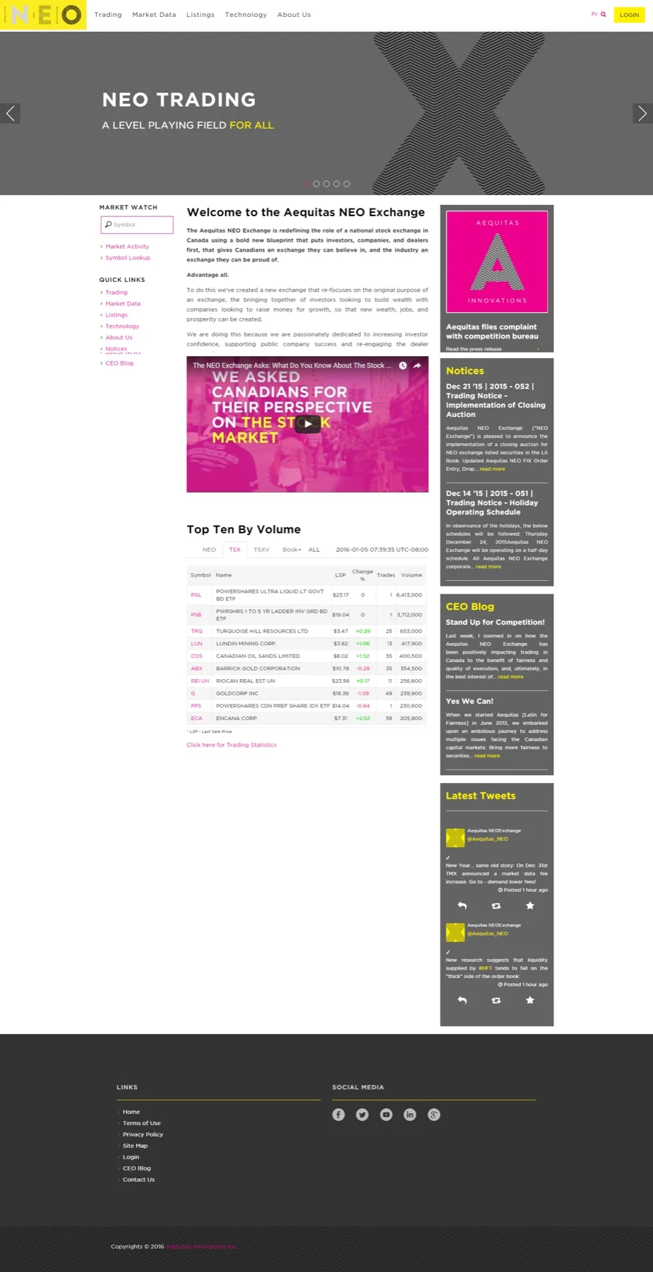 Aequitas Neo Website